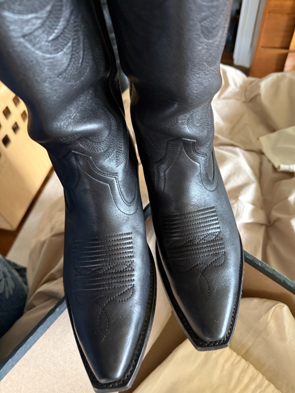 Tecovas Women's Black Leather Cowboy Boots The Annie Midnight - Picture 6 of 10